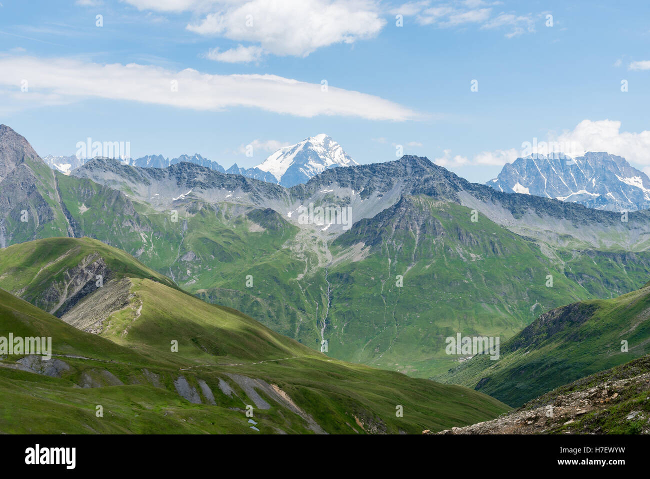 Una vista della Val Ferret a aosta italia Foto Stock