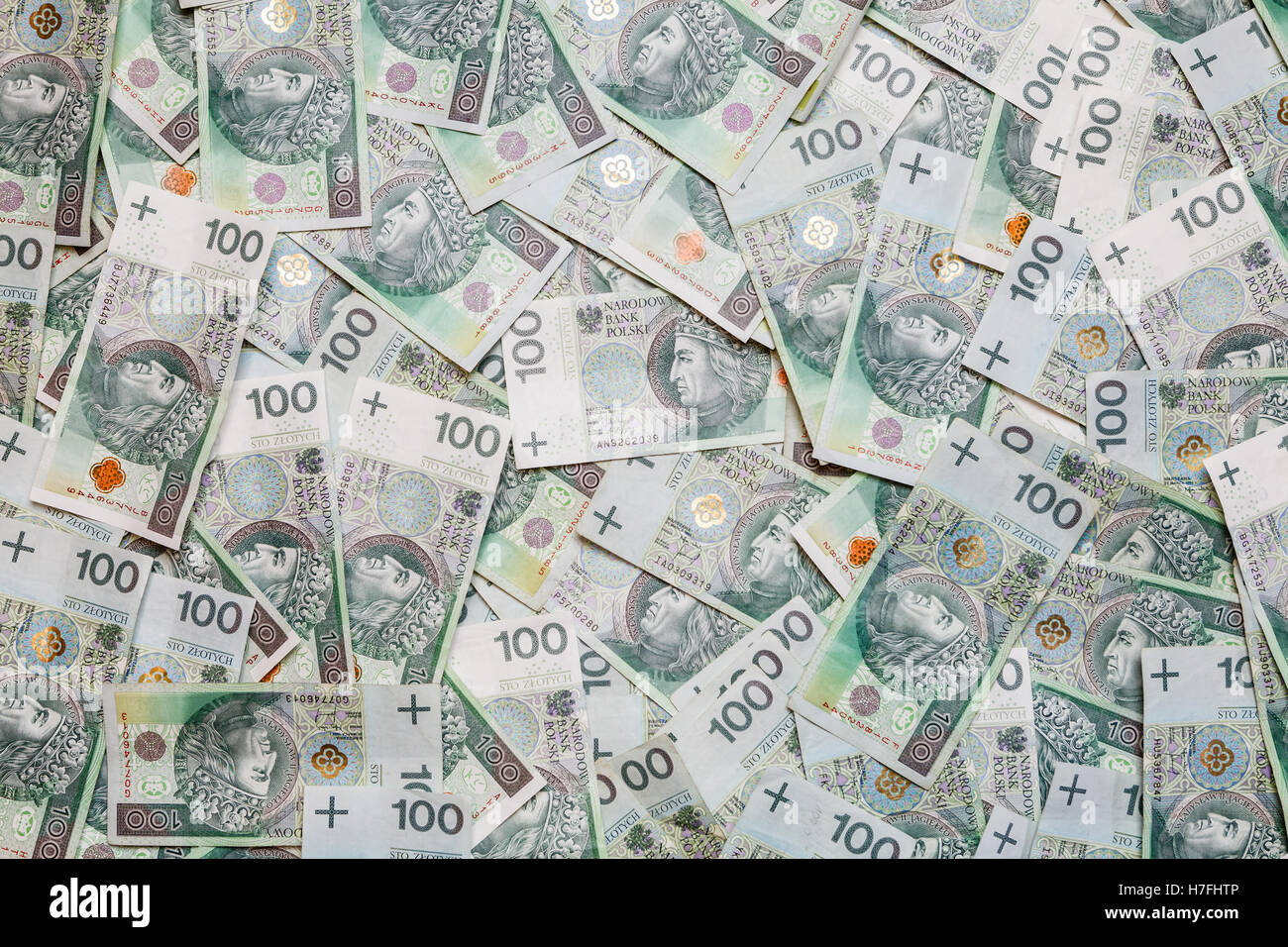 Sfondo di denaro fatte di un centinaio di zloty polacco (PLN) fatture Foto Stock