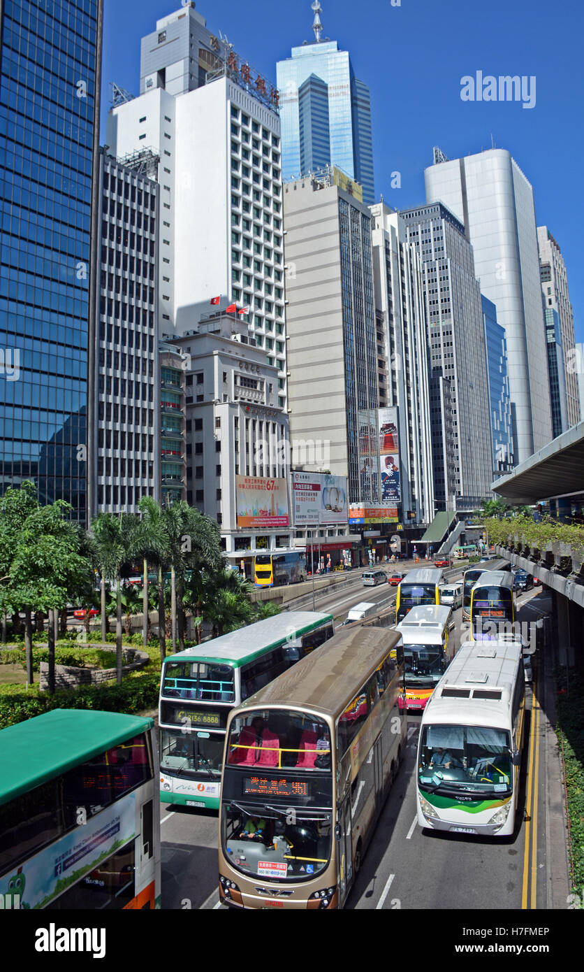 Scena di strada Connaught Road Central Hong Kong Cina Foto Stock