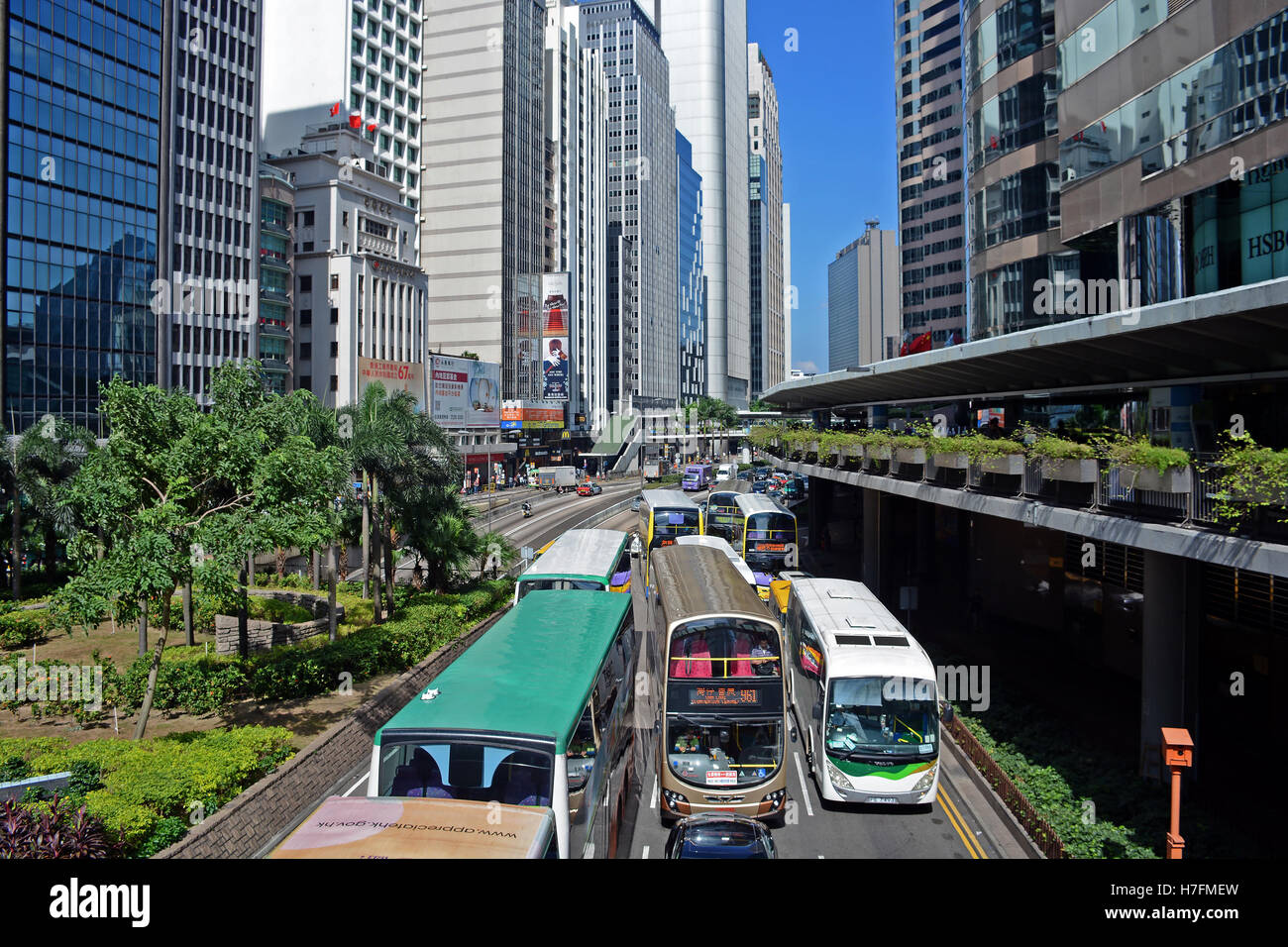 Scena di strada Connaught Road Central Hong Kong Cina Foto Stock