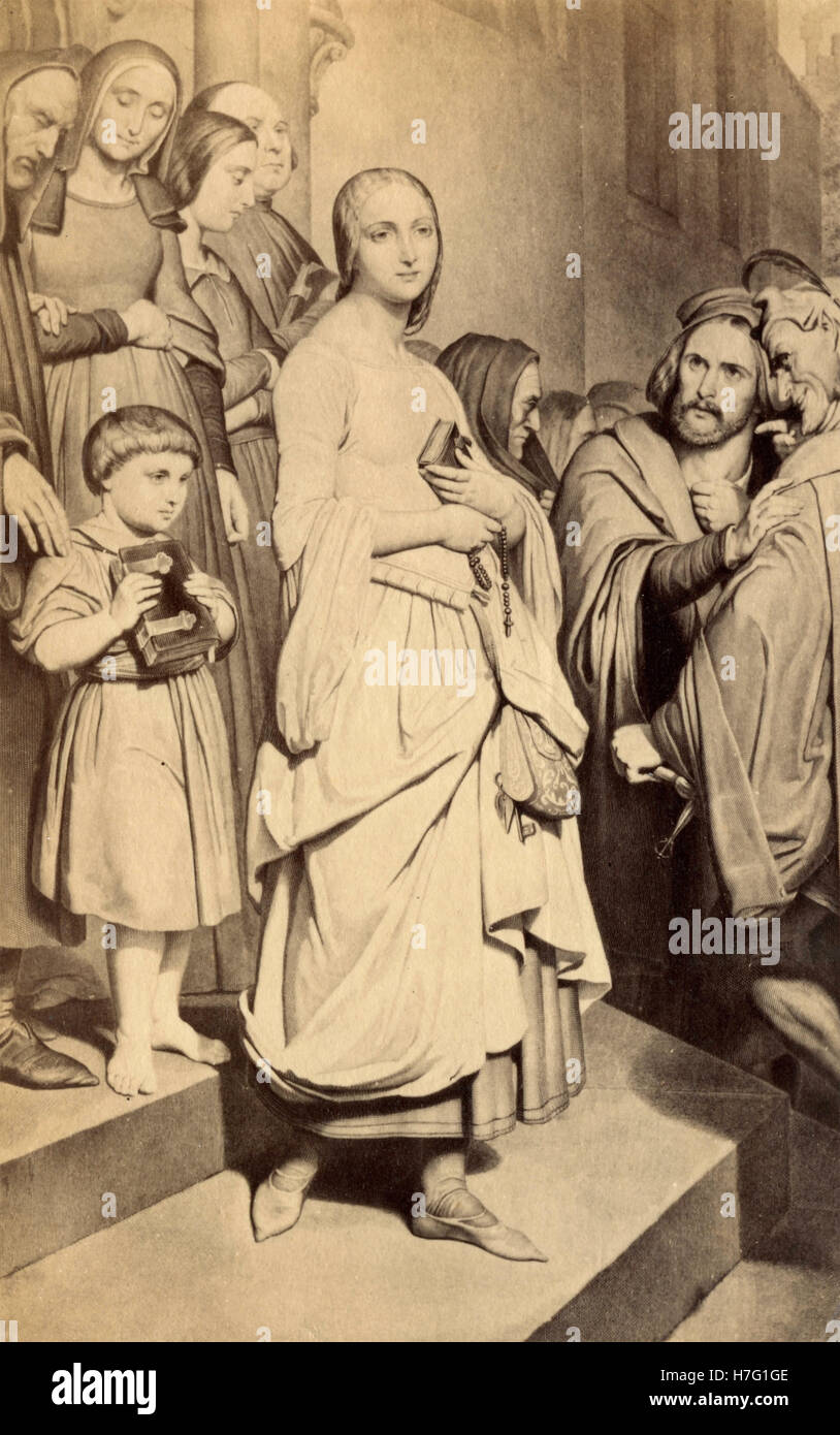 Marguerite lasciando la chiesa, dipinto da Ary Scheffer Foto Stock