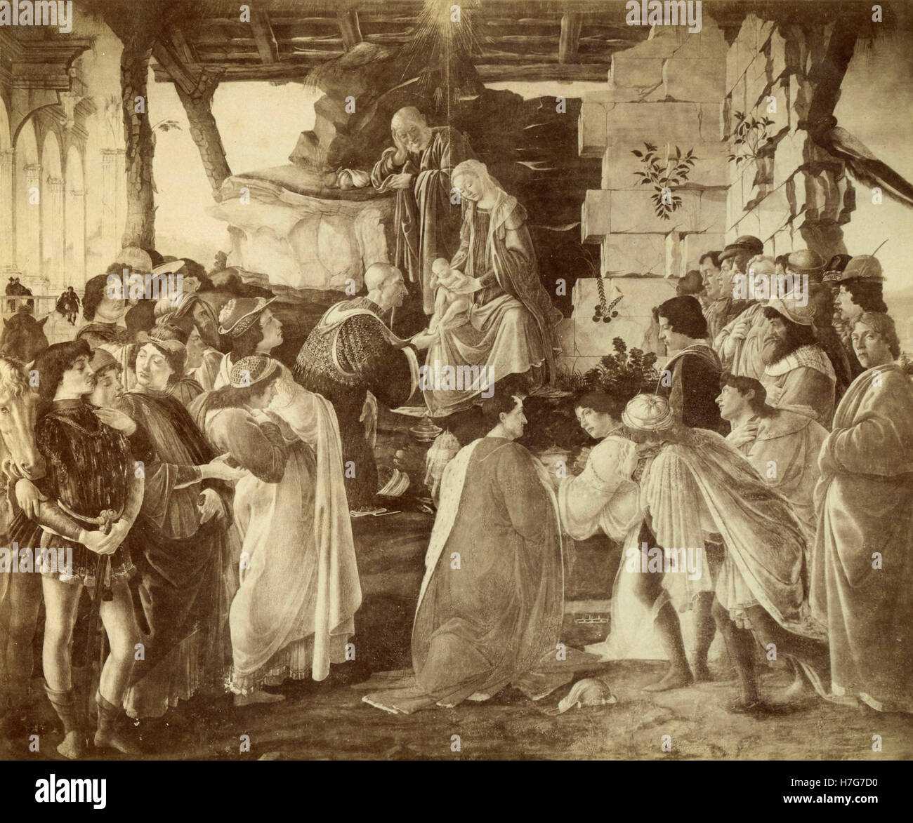 Adorazione dei Magi, la pittura di Sandro Botticelli Foto Stock
