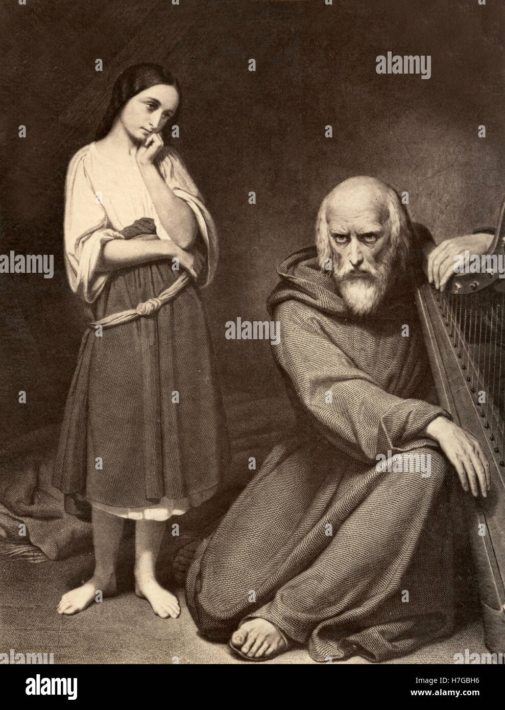 Mignon e suo padre con la cetra, dipinto da Ary Scheffer Foto Stock