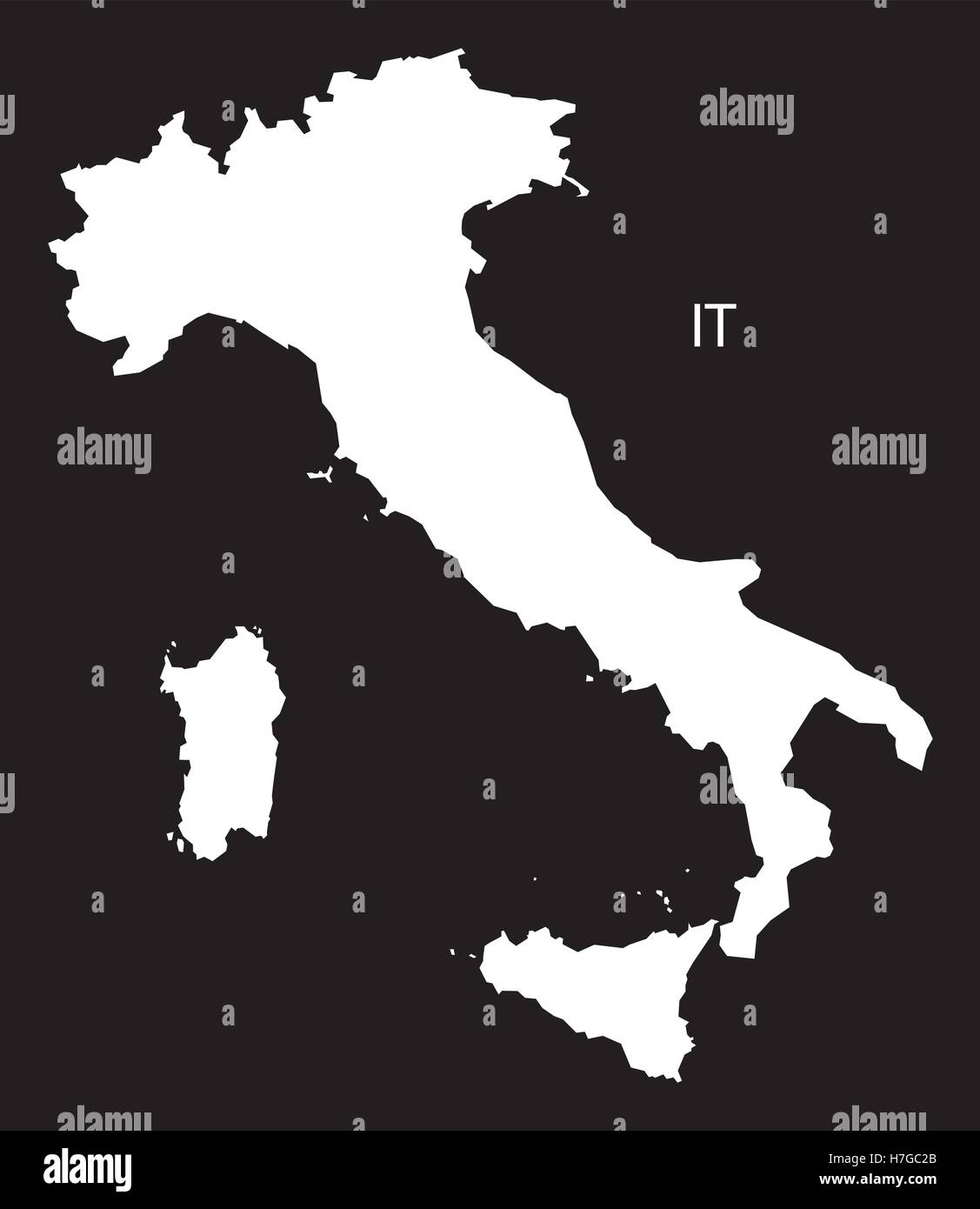 Italia Mappa bianco nero Illustrazione Vettoriale