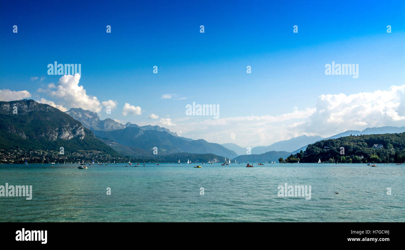 Lago di Annecy, alta Savoia, Alvernia Rodano Alpes, Francia, Europa Foto Stock