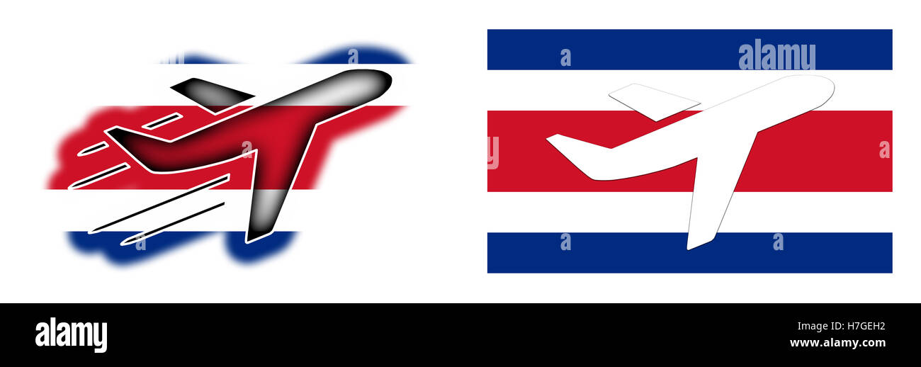 Bandiera della nazione - Aereo isolato su bianco - Costa Rica Foto Stock