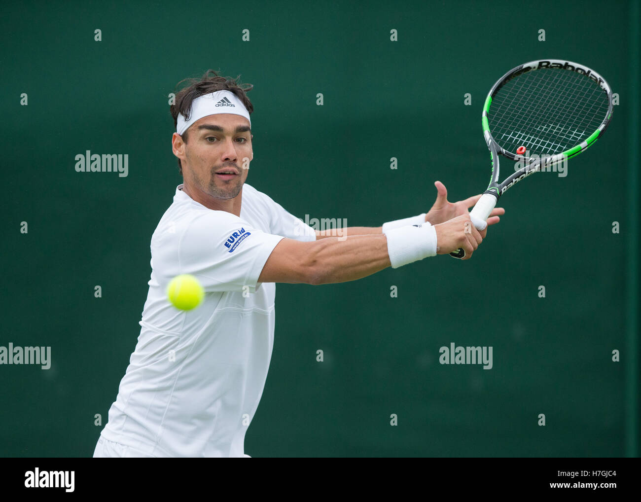 Fabio Fognini (ITA) in azione a Wimbledon 2016 Foto Stock