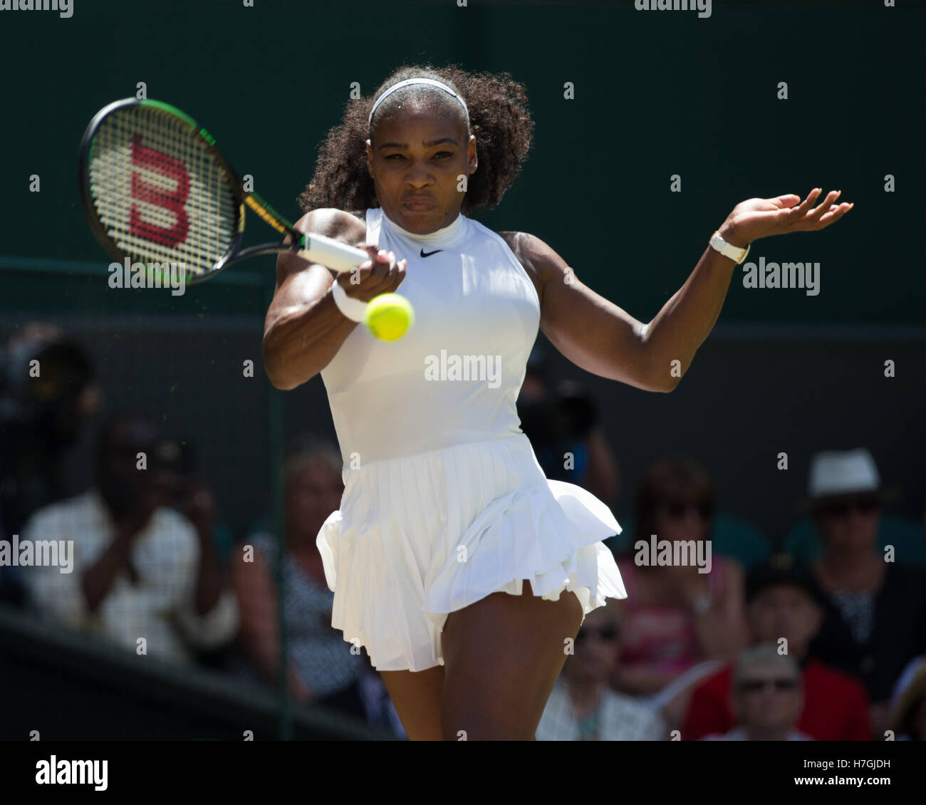 Serena Williams (USA) in azione a Wimbledon 2016 Foto Stock