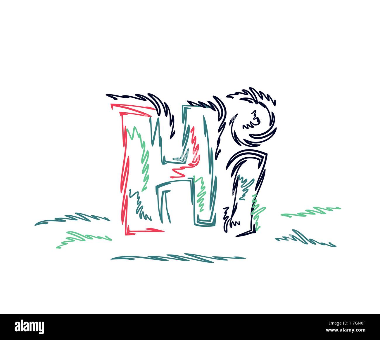 Testo hi stile originali scritte a mano saluto citazione illustrazione vettoriale Illustrazione Vettoriale