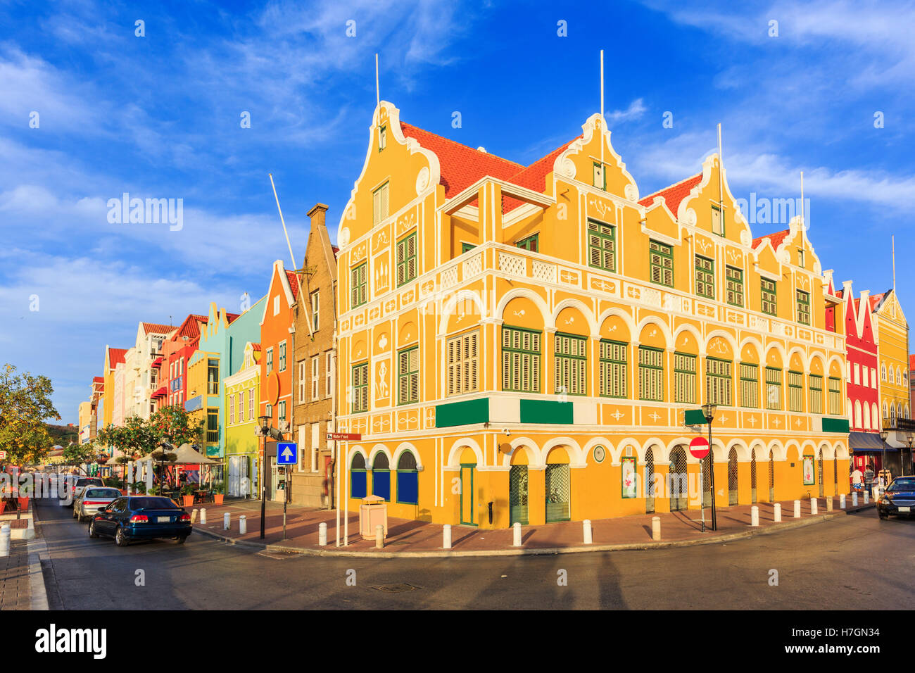 Case coloniali in Willemstad. Curacao, Antille olandesi Foto Stock