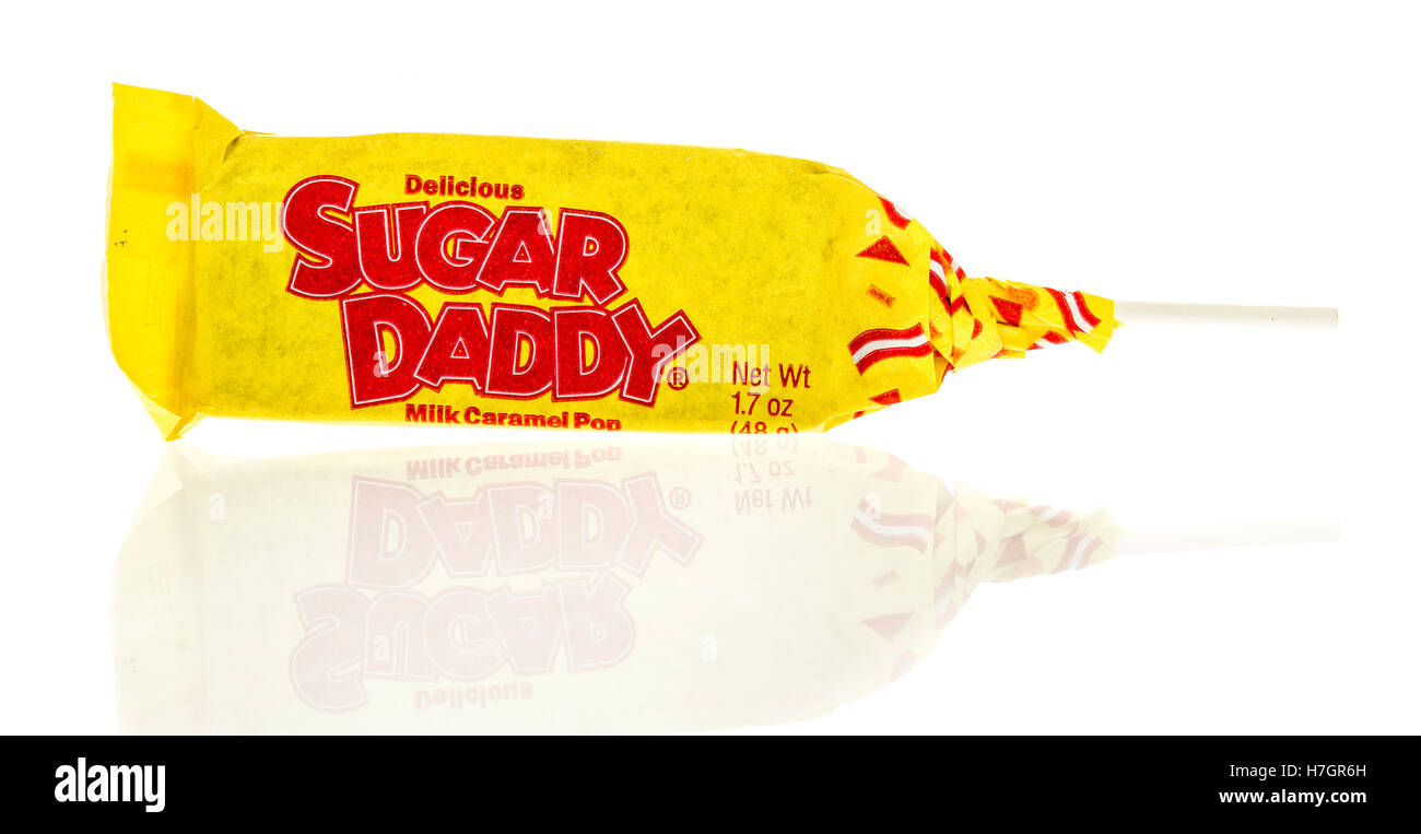 Winneconne, WI - 2 Novembre 2016: Sugar Daddy candy isolata di sfondo. Foto Stock