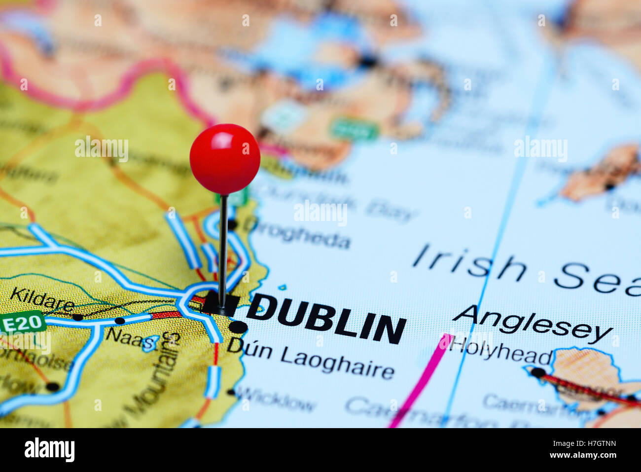 Dublino imperniata su una mappa di Irlanda Foto Stock