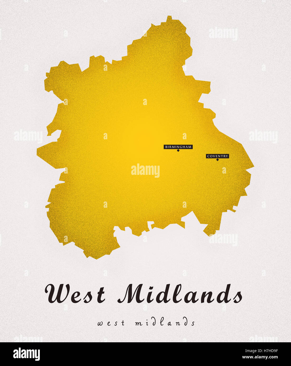 West Midlands del Regno Unito Mappa di arte Foto Stock