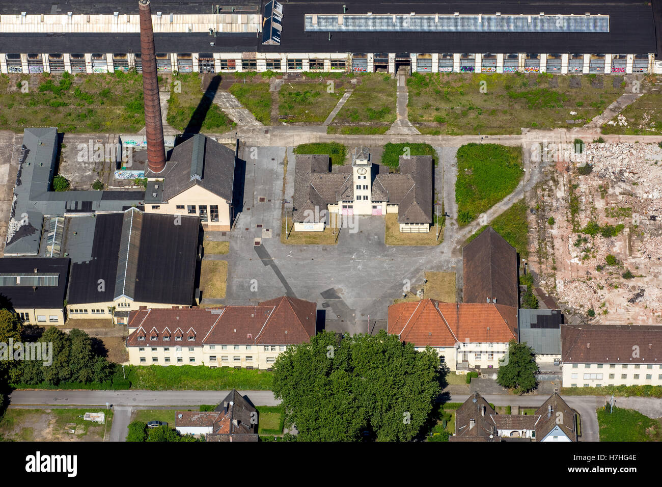 Foto aerea, ex azienda ferroviaria Wedau, Duisburg-Wedau Bissingheim, Germania Garden City Wedau, la zona della Ruhr, Foto Stock