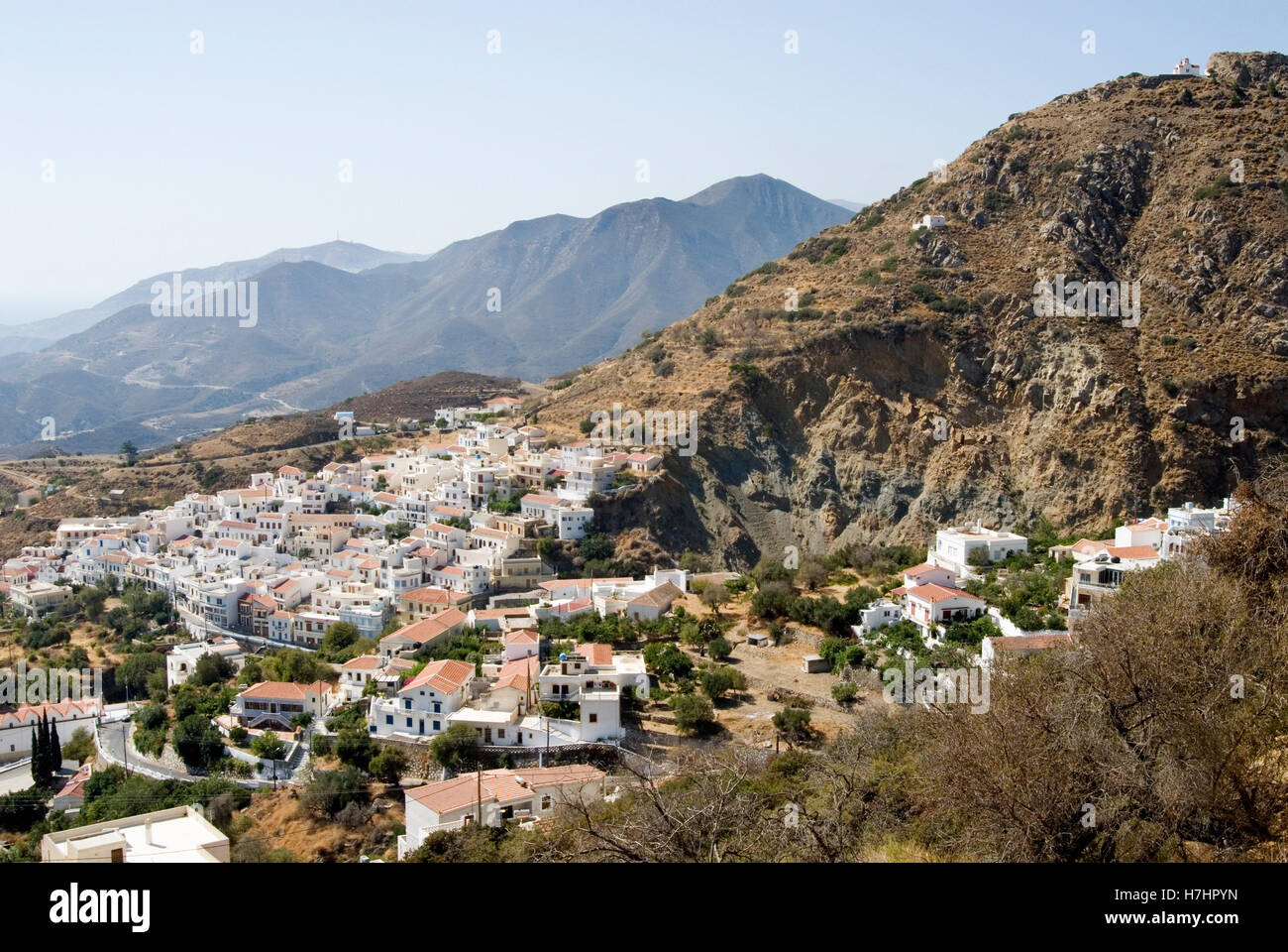 Aperi, un villaggio di montagna sull'isola greca di Karpathos, Grecia, Europa Foto Stock