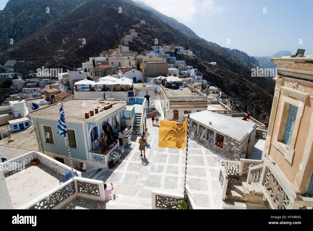 Villaggio di montagna di Olympos sull'isola greca di Karpathos, Grecia, Europa Foto Stock