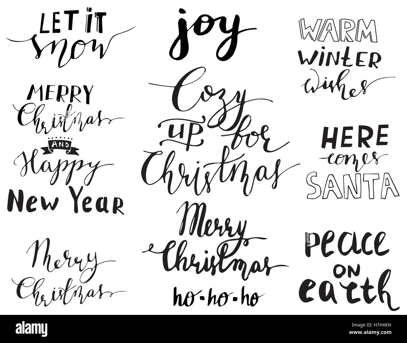 Set di caratteri di Natale scritta a mano Illustrazione Vettoriale