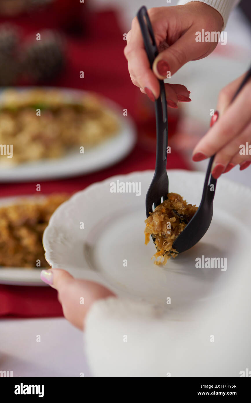 Tradizionale cavolo polacca sulla tavola del Natale Foto Stock