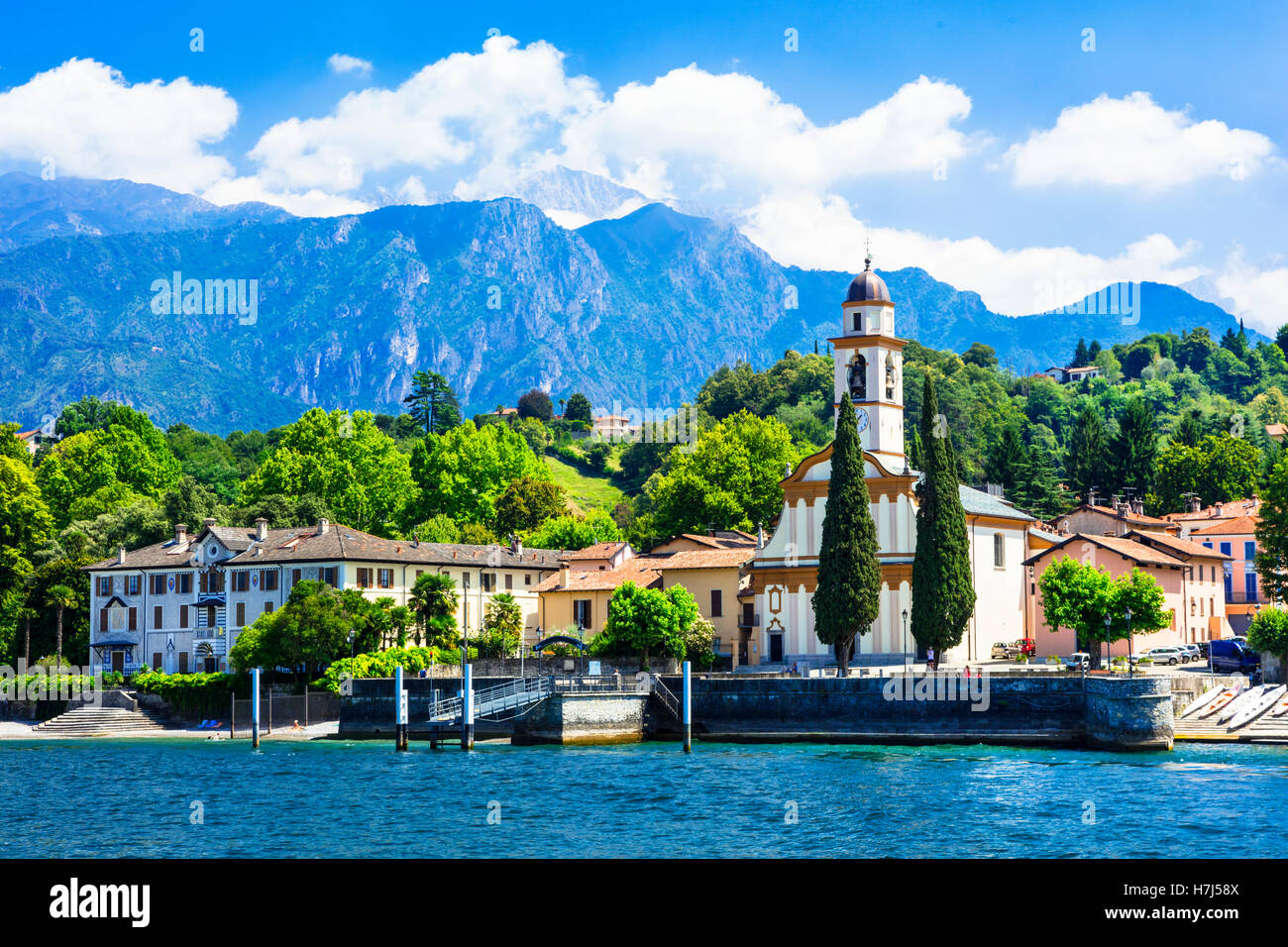 Romantico pittorica Lago di Como - Italia del nord Foto Stock