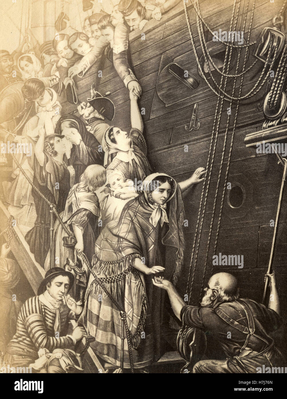 I marinai della marina militare lasciando port, Victorian Age stampa Foto Stock