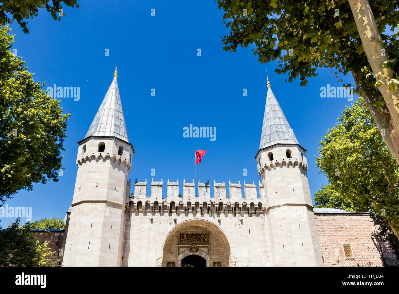 Sigths di Istanbul. Il Palazzo di Topkapi e dal XV secolo sulla lista del Patrimonio Mondiale dell'Unesco. Foto Stock