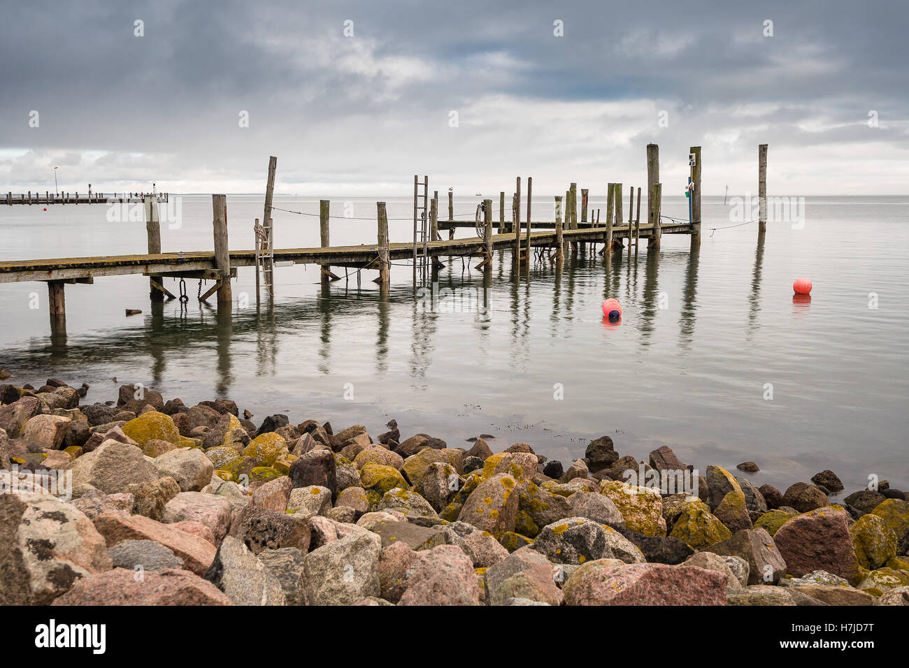 Fase di atterraggio sulla costa del Mare del Nord dell'isola Amrum, Germania Foto Stock