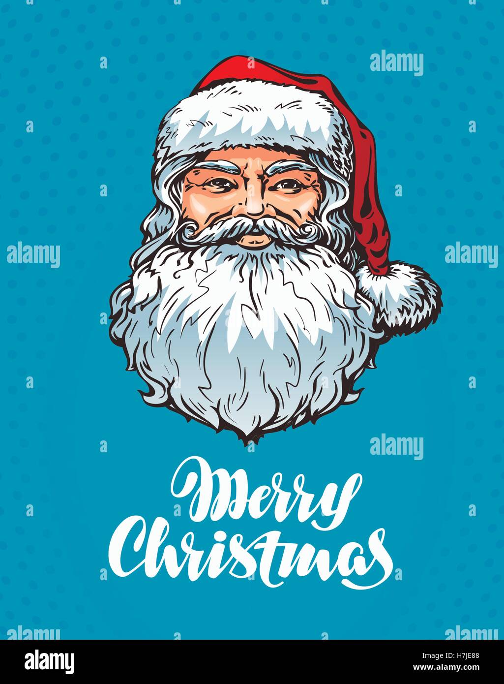 Ritratto di Santa Claus. Merry Christmas greeting card. Vettore Illustrazione Vettoriale