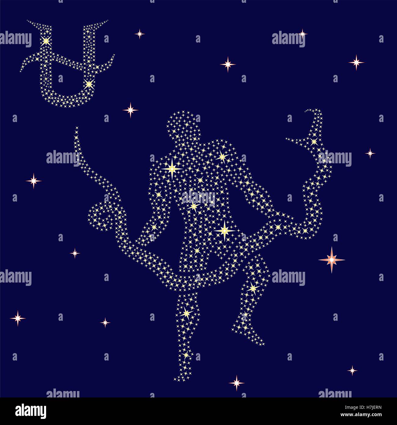 Alternativa tredicesimo segno zodiacale Ofiuco su uno sfondo di cielo stellato, illustrazione vettoriale Illustrazione Vettoriale