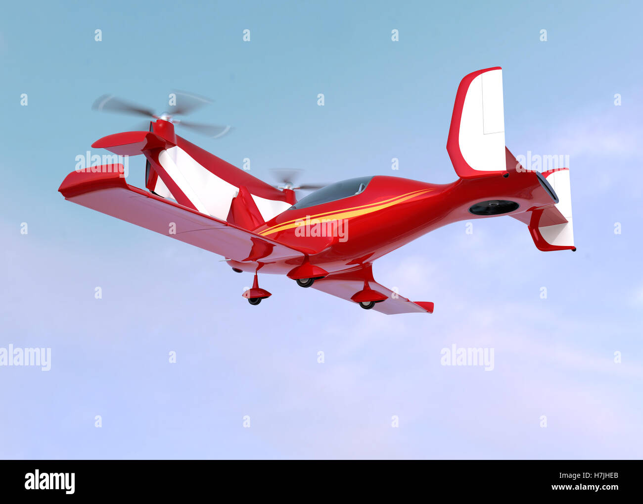 Volo autonomo drone taxi concetto. Il rendering 3D'immagine. Foto Stock