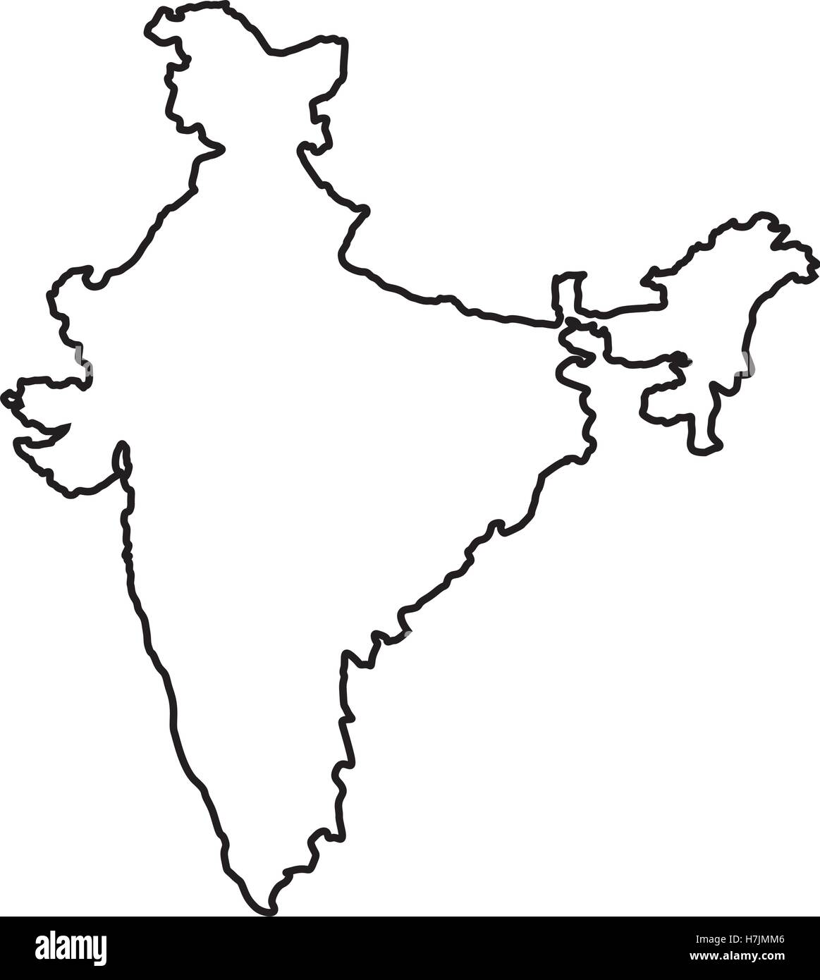 Silhouette della repubblica dell' india paese icona mappa su sfondo bianco. illustrazione vettoriale Illustrazione Vettoriale