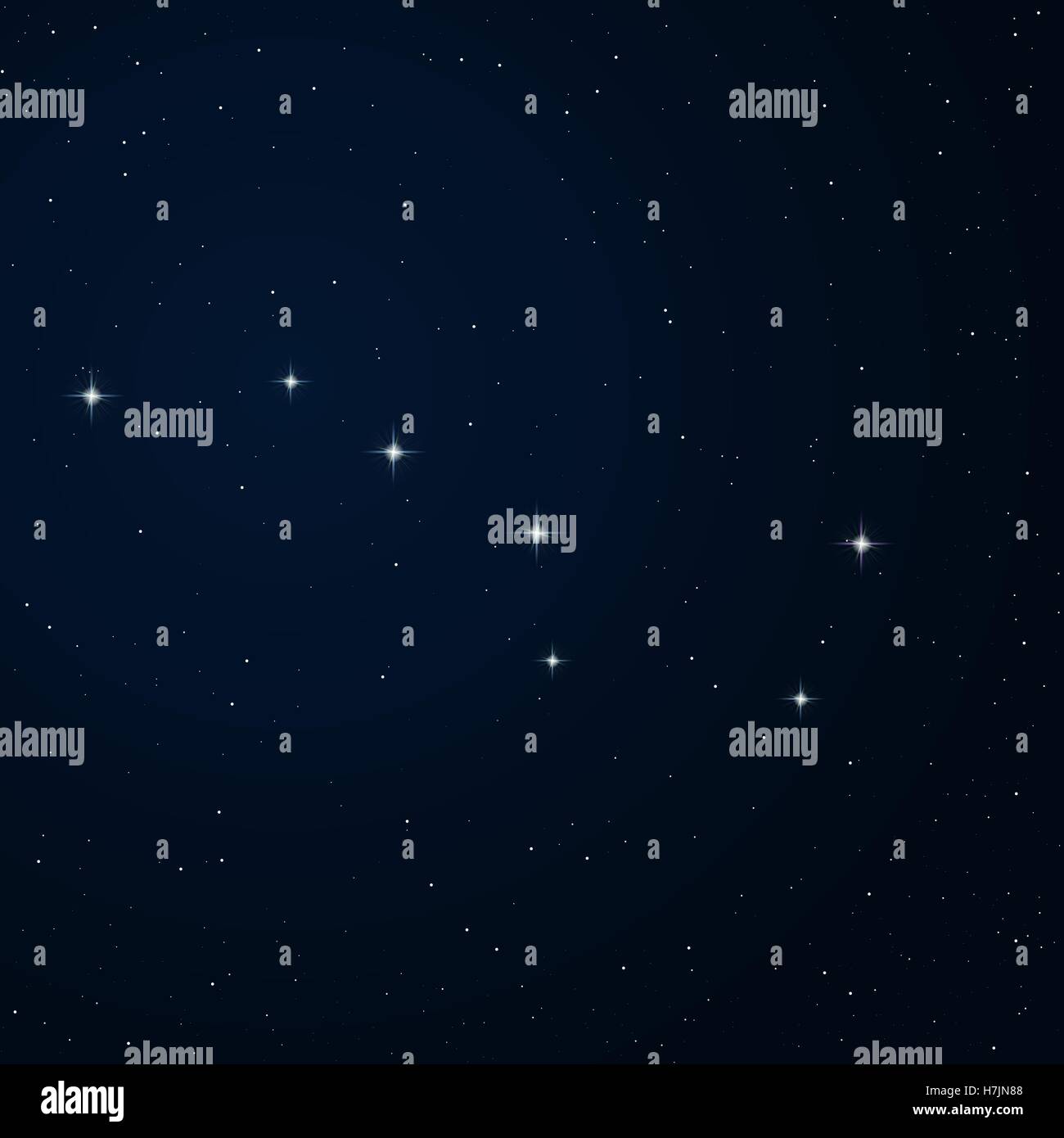 Vettore realistica immagine della costellazione dell'Orsa maggiore sul cielo di notte. Illustrazione Vettoriale