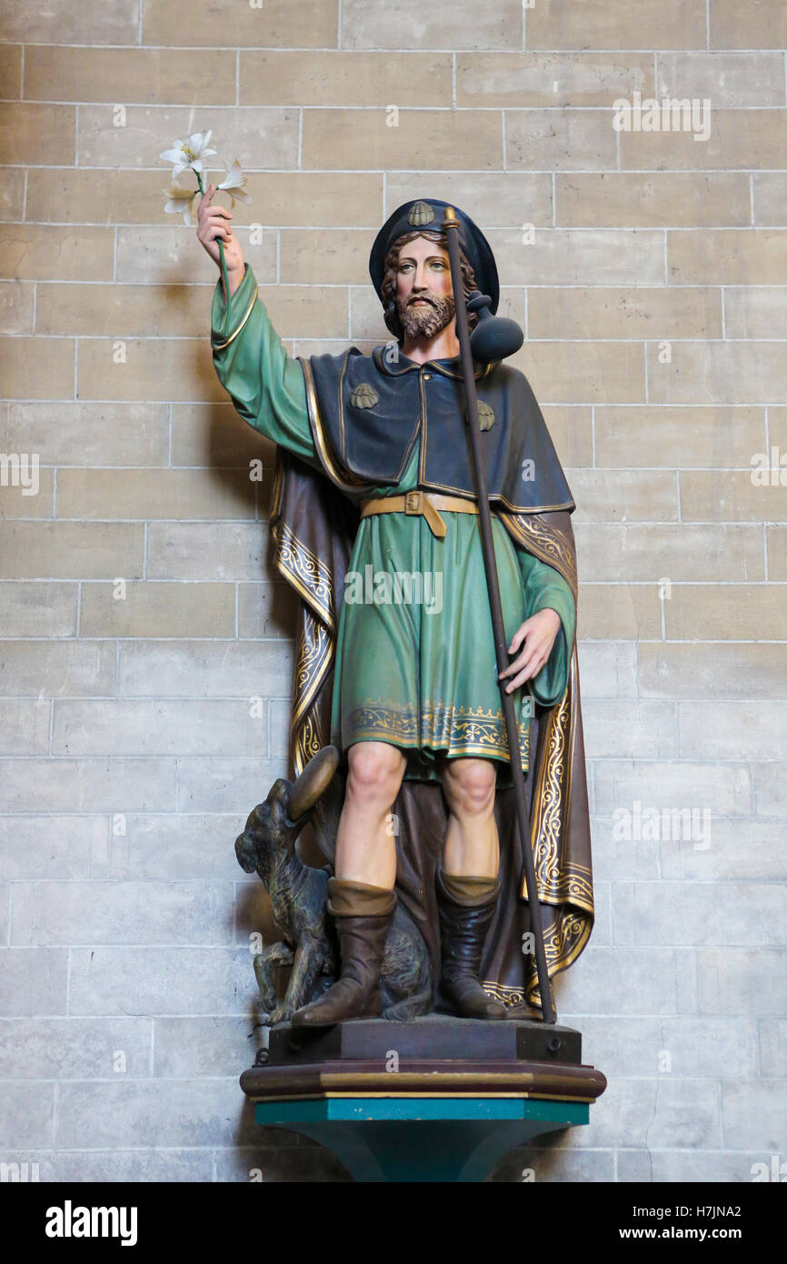 Statua di San Giacomo il Maggiore, nella Cattedrale di Mechelen, Fiandre, in Belgio Foto Stock