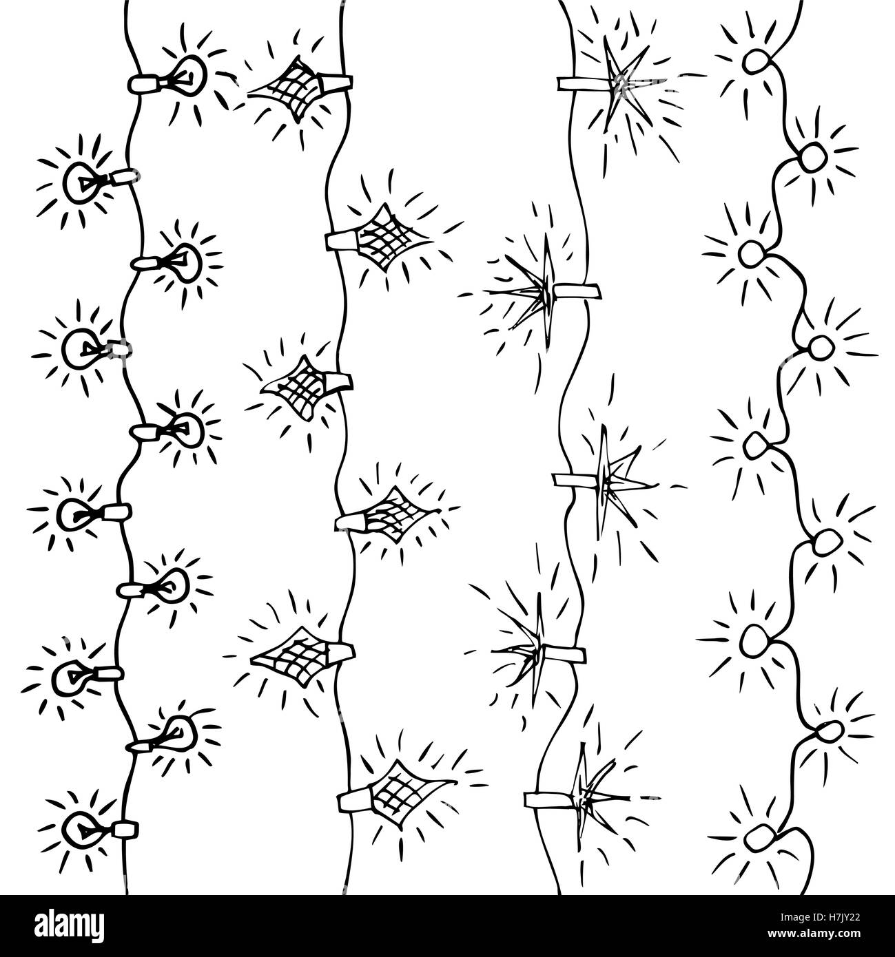 Natale sfondo piastrelle con lampada elettrica garland. Seamless nuovi anni modello di partito. Orditura decorativi carta con incandescente bu Illustrazione Vettoriale