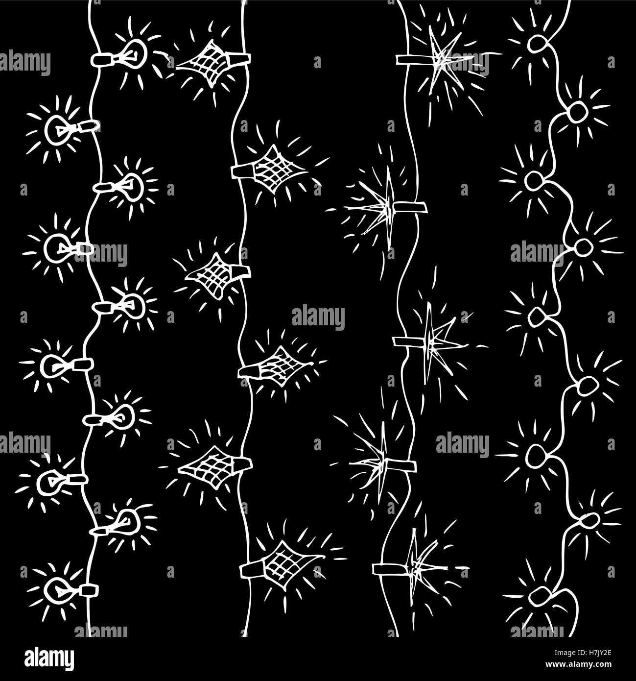 Natale sfondo piastrelle con lampada elettrica garland. Seamless nuovi anni modello di partito. Orditura decorativi carta con incandescente bu Illustrazione Vettoriale