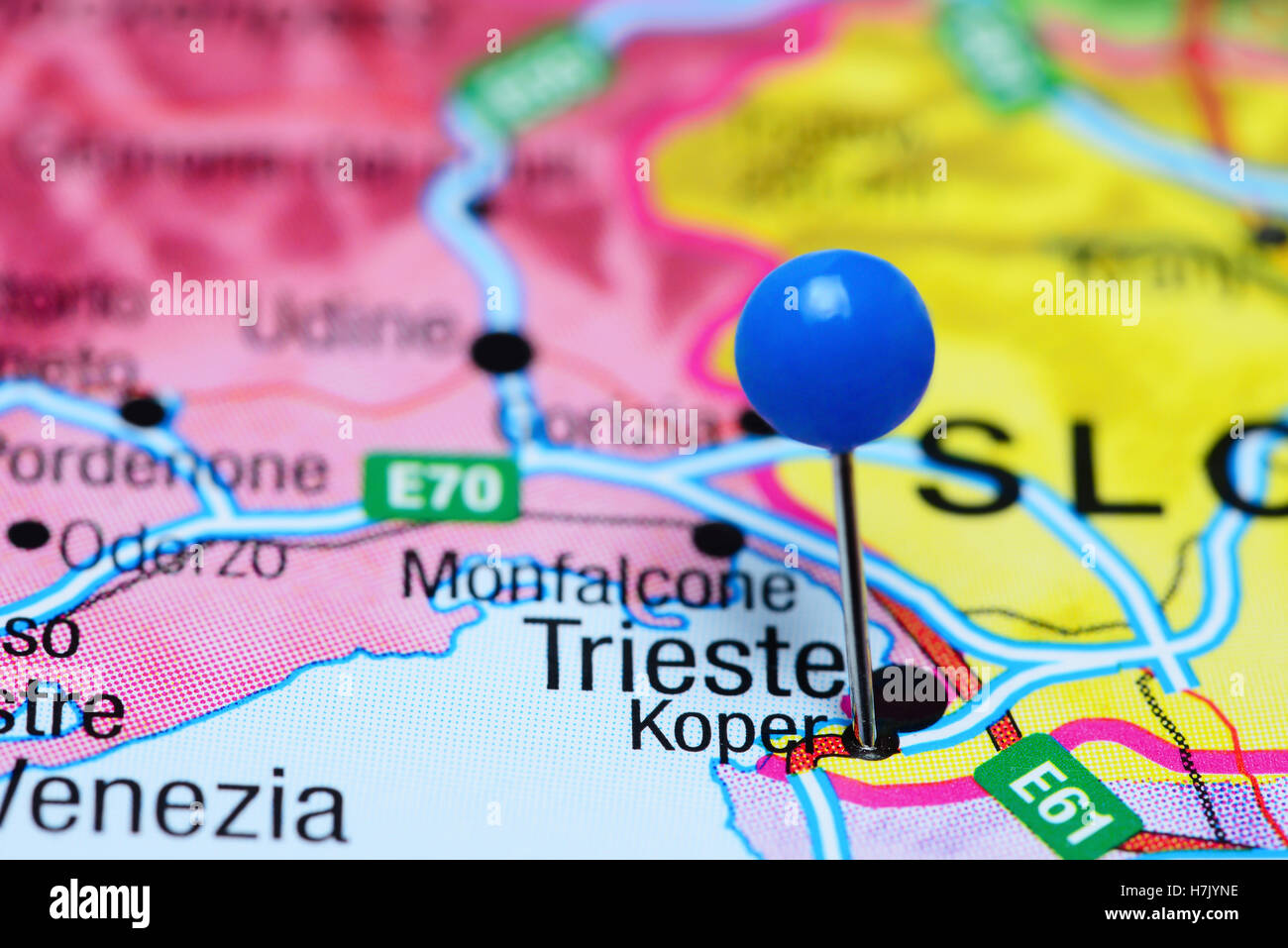 Koper imperniata su una mappa della Slovenia Foto Stock
