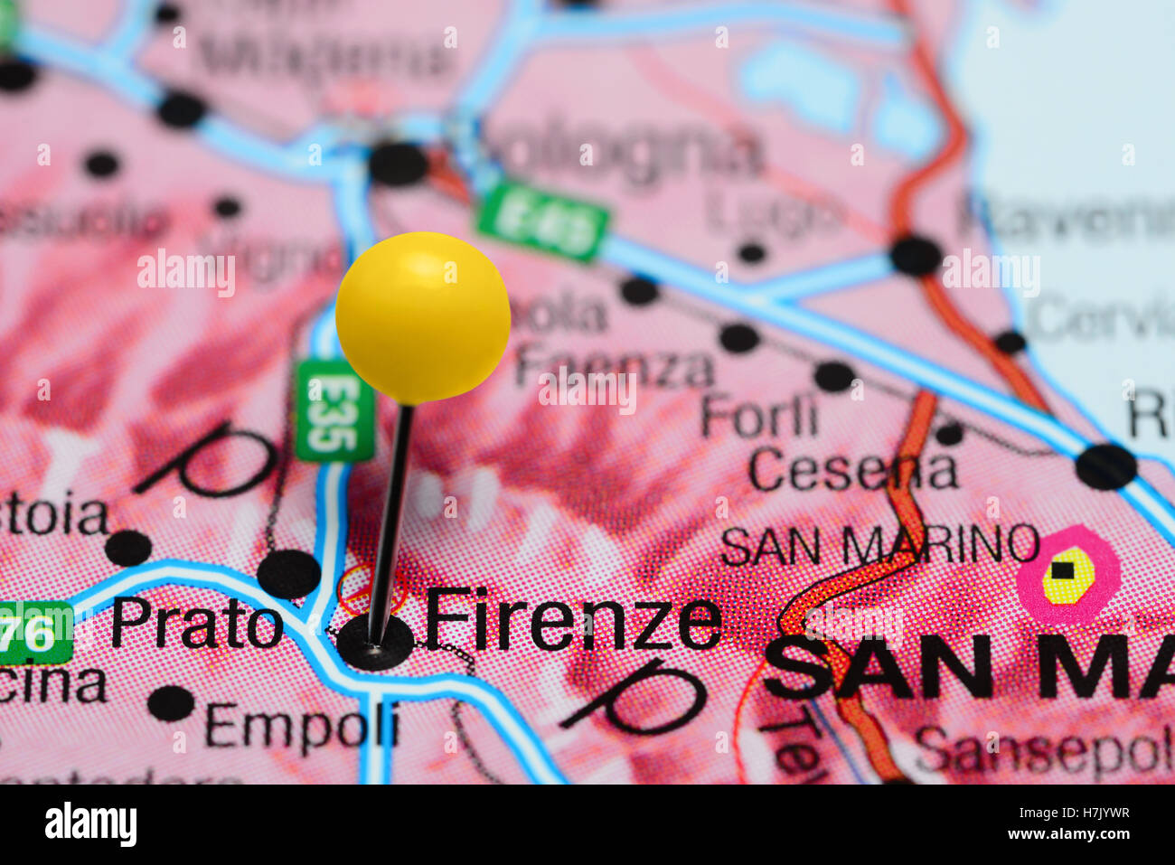 Firenze imperniata su una mappa di Italia Foto Stock
