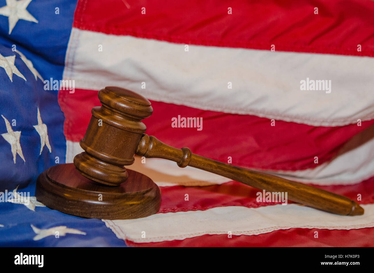 Martello con Bandiera americana Foto Stock