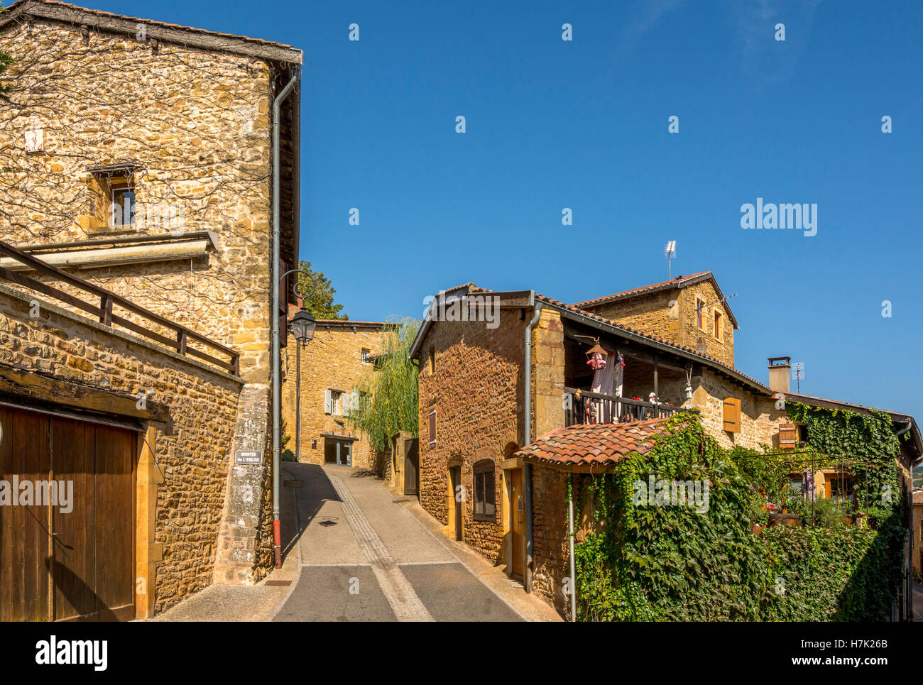 Oingt etichettato i villaggi più belli di Francia, dipartimento Rhône, Auvergne Rhone Alpes, Francia Foto Stock