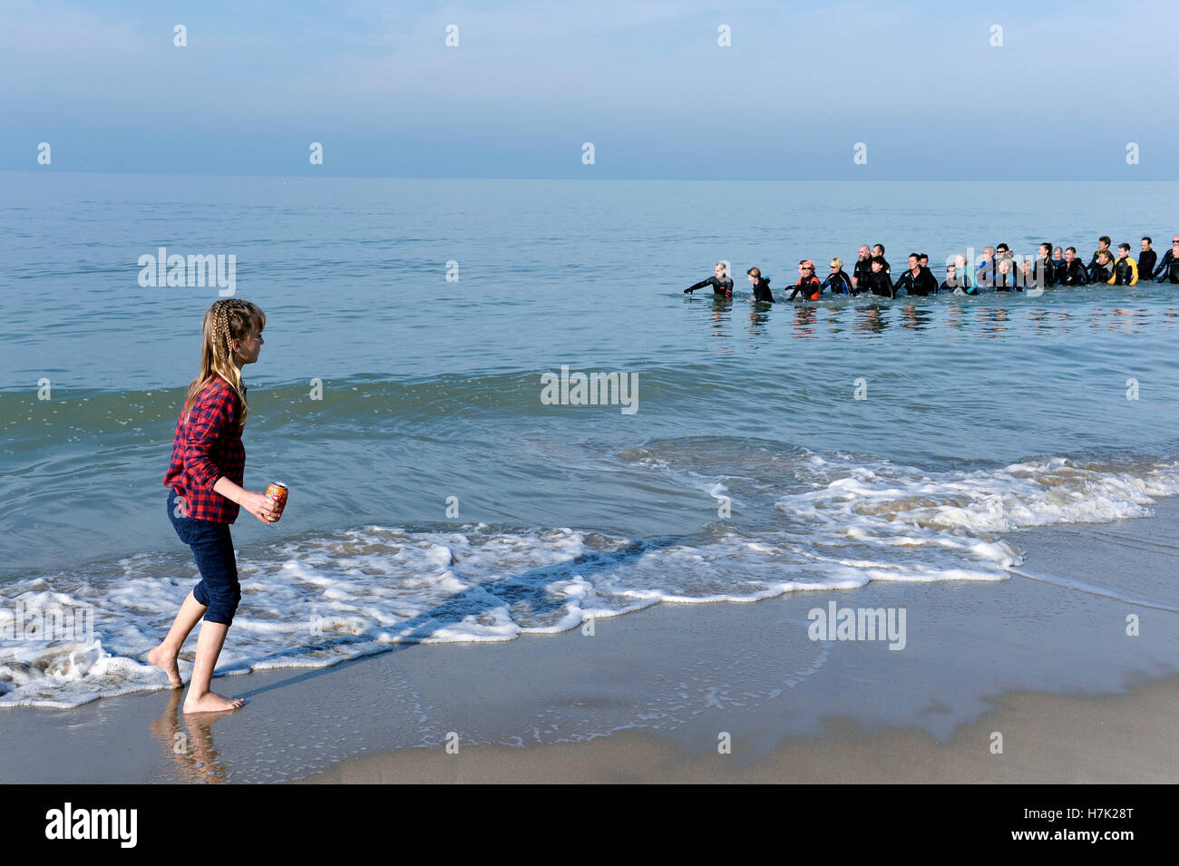Gruppo di Aqua Gym a Le Touquet, Pas-de-Calais, Francia Foto Stock