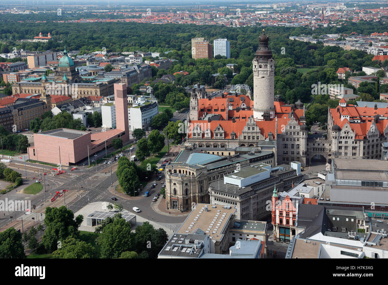 Leipzig Katholische Propstei San Trinitatis Neues Rathaus Il municipio nuovo Foto Stock