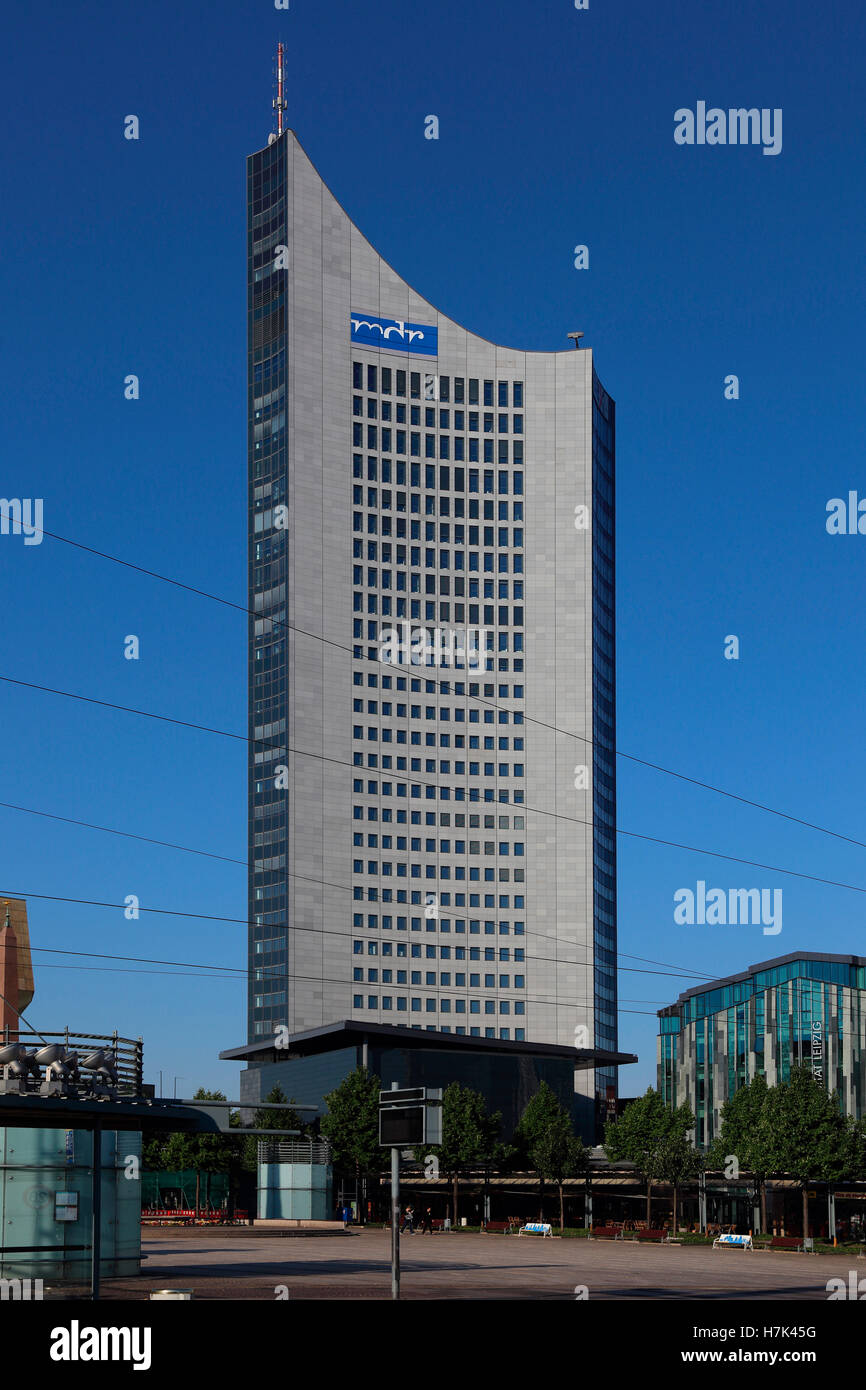 Lipsia Torre Panorama MDR Augustusplatz piazza Augusto Foto Stock