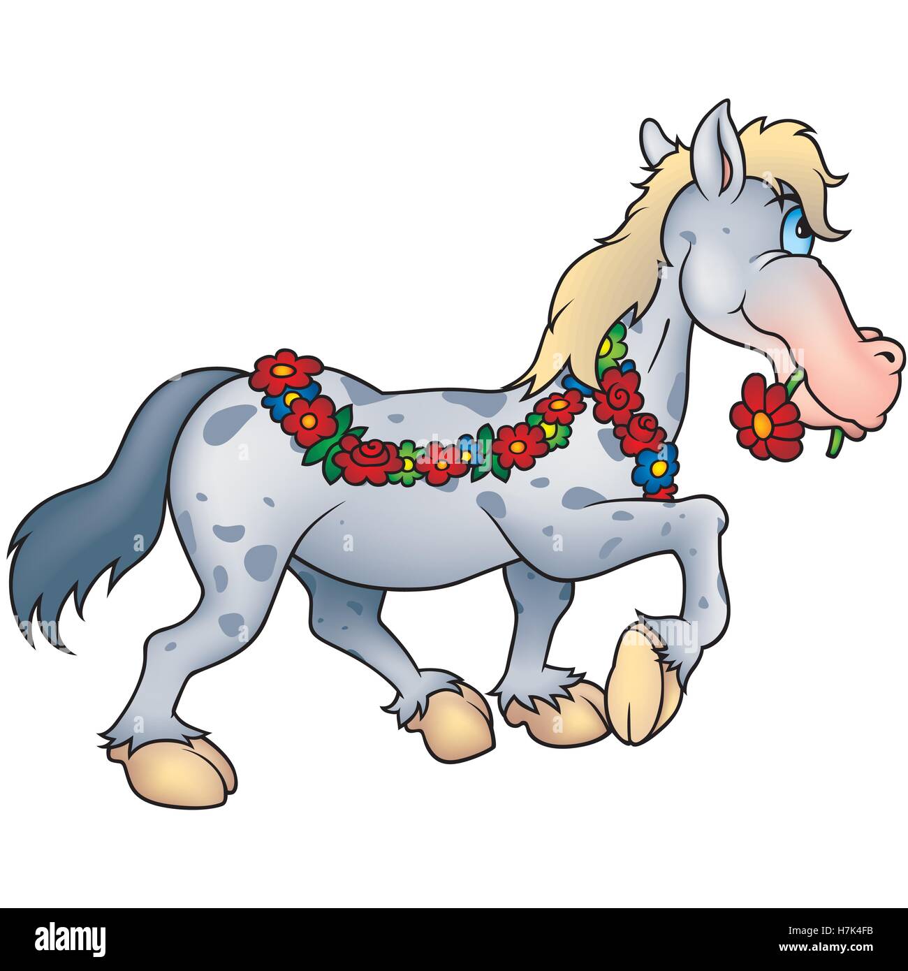 Cavallo con fiori Illustrazione Vettoriale