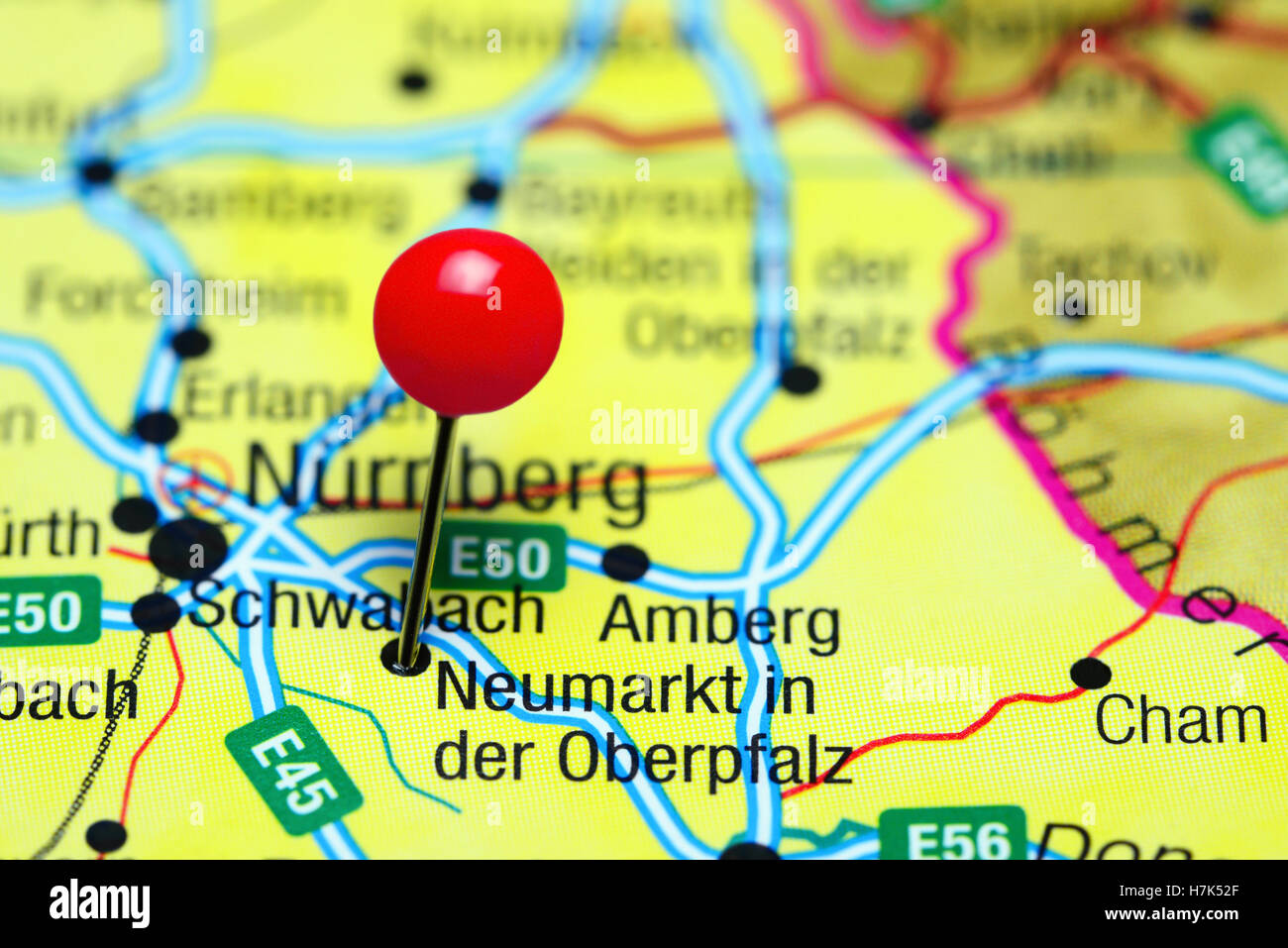 Neumarkt in der Oberpfalz imperniata su una mappa della Germania Foto Stock