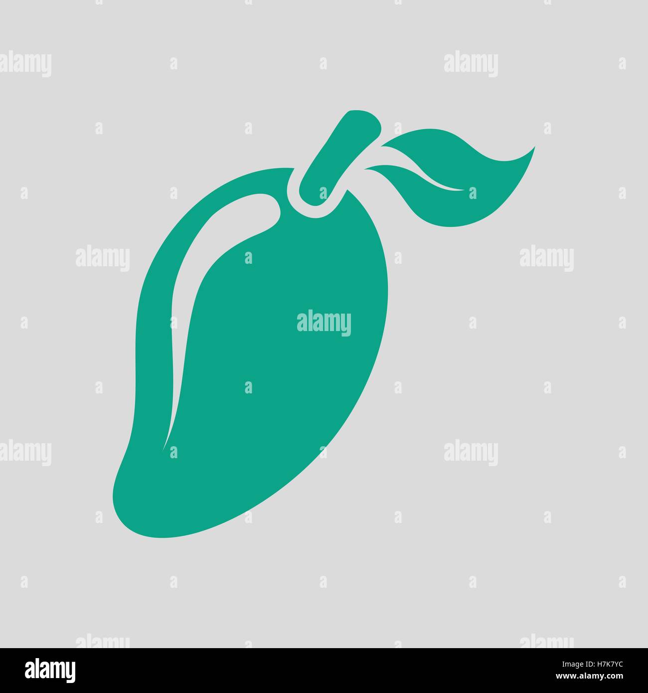 Icona di mango. Sfondo grigio con verde. Illustrazione Vettoriale. Illustrazione Vettoriale