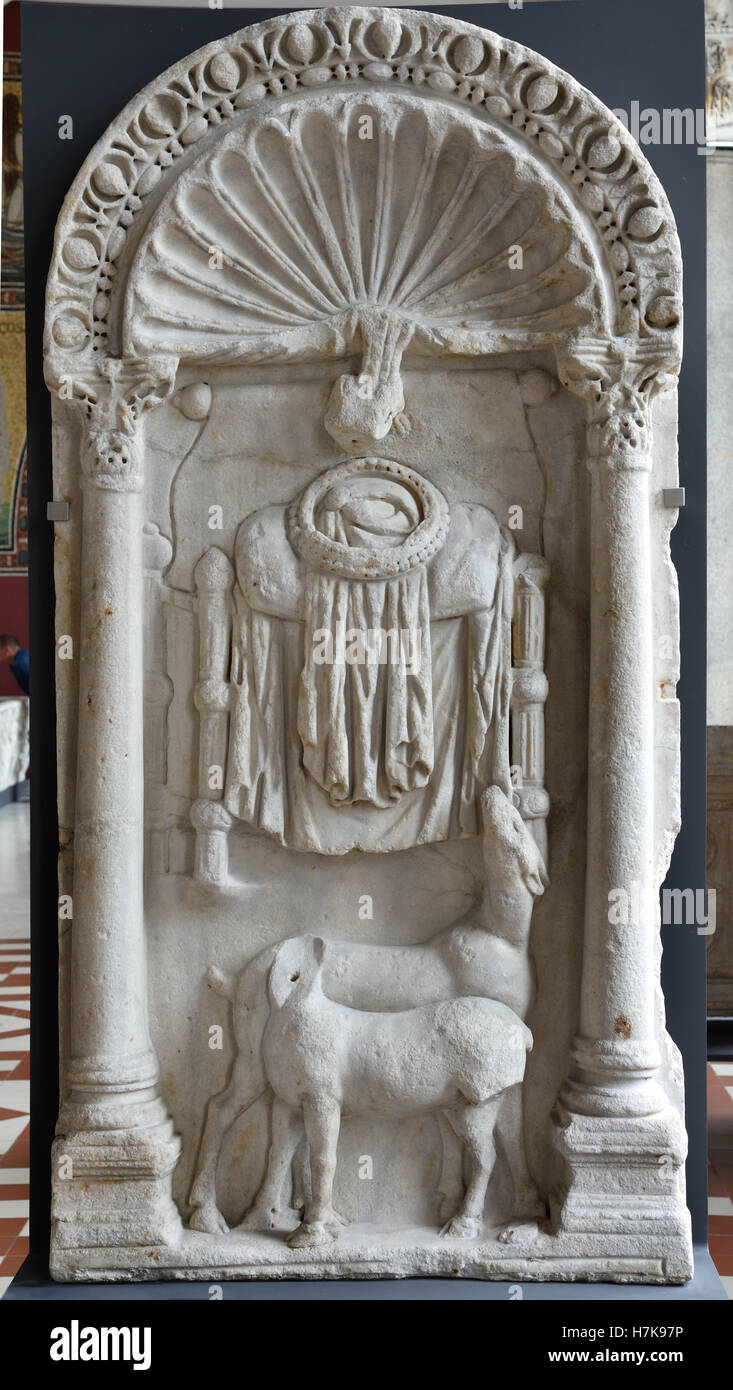 Rilievo con trono vuoto di Cristo 4-5secolo Costantinopoli Istanbul Turchia turco romano Est Foto Stock