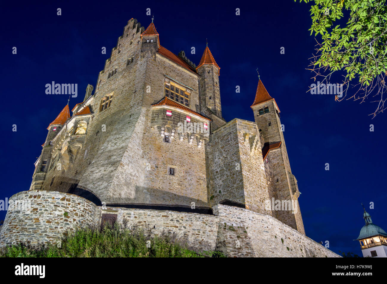 Di Bouzov, castello, architettura, visualizzare la storia di Boemia, Repubblica Ceca, siti di interesse Foto Stock