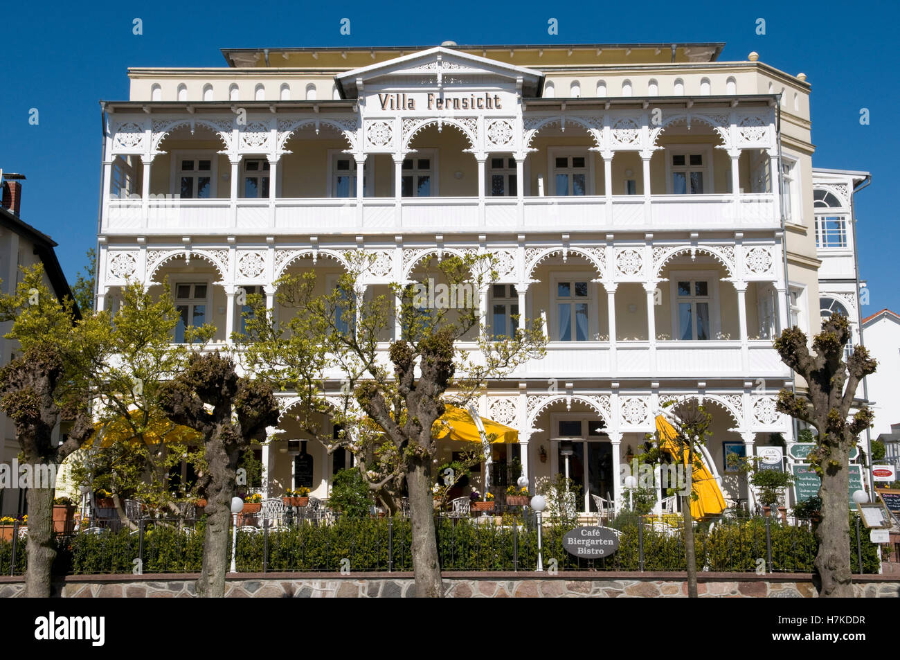 Architettura Resort In Wilhelmstrasse, Villa Fernsicht, Mar Baltico località di Sellin, Isola di Ruegen Foto Stock