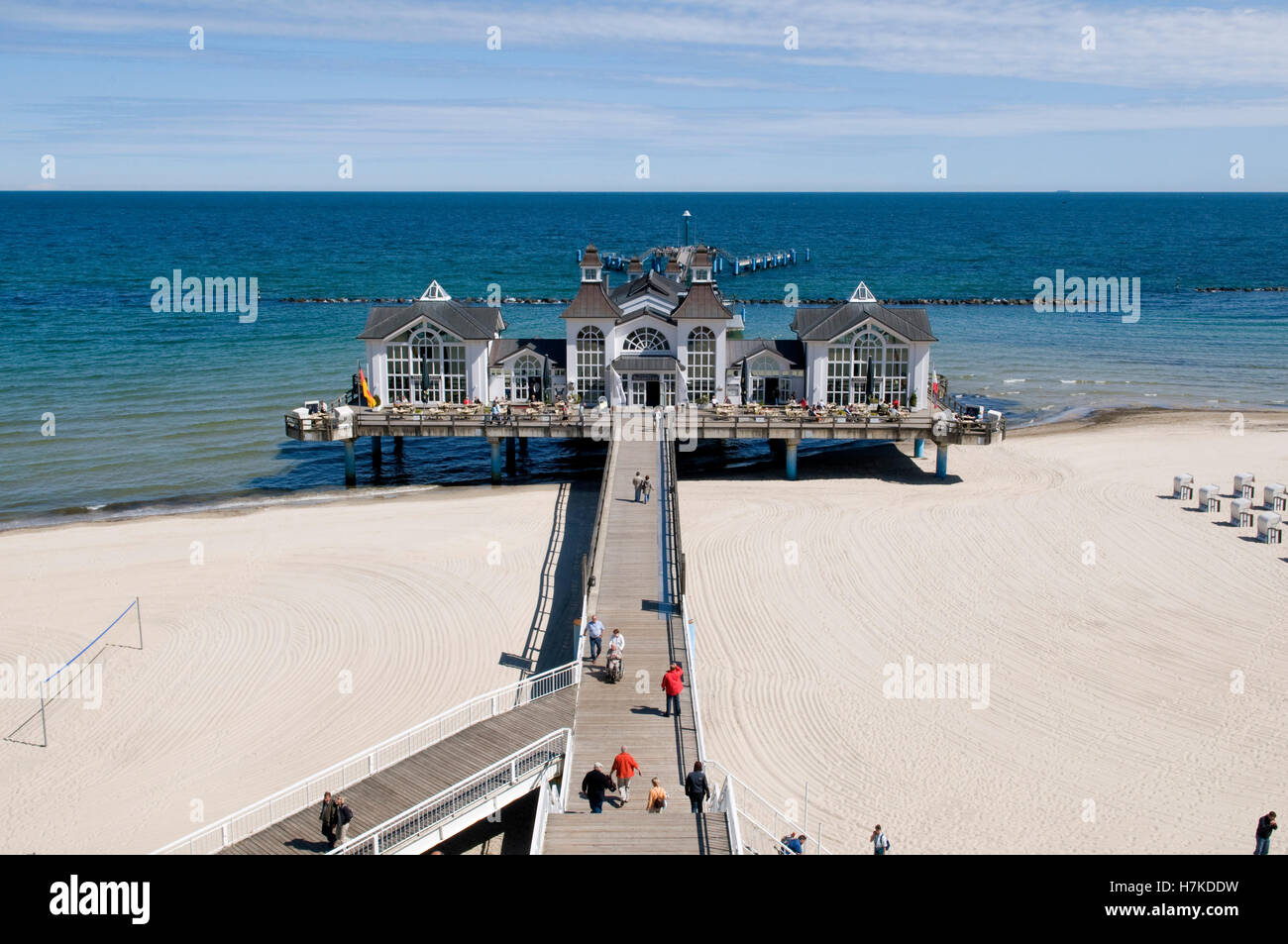 Pier, Mar Baltico località di Sellin, Isola di Ruegen, Meclemburgo-Pomerania Occidentale Foto Stock