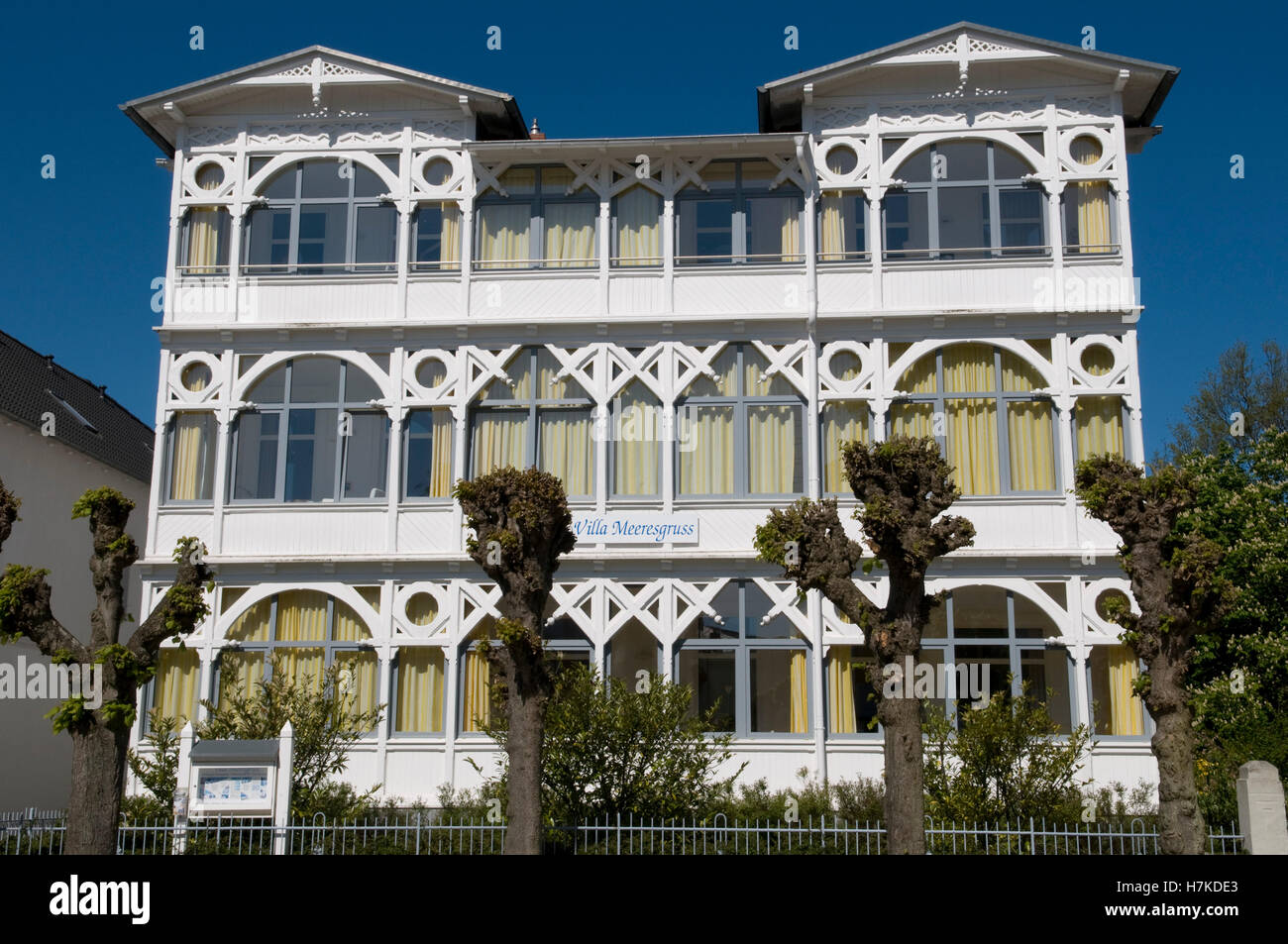 Architettura Resort In Wilhelmstrasse, Villa Meeresgruss, Mar Baltico località di Sellin, Isola di Ruegen Foto Stock