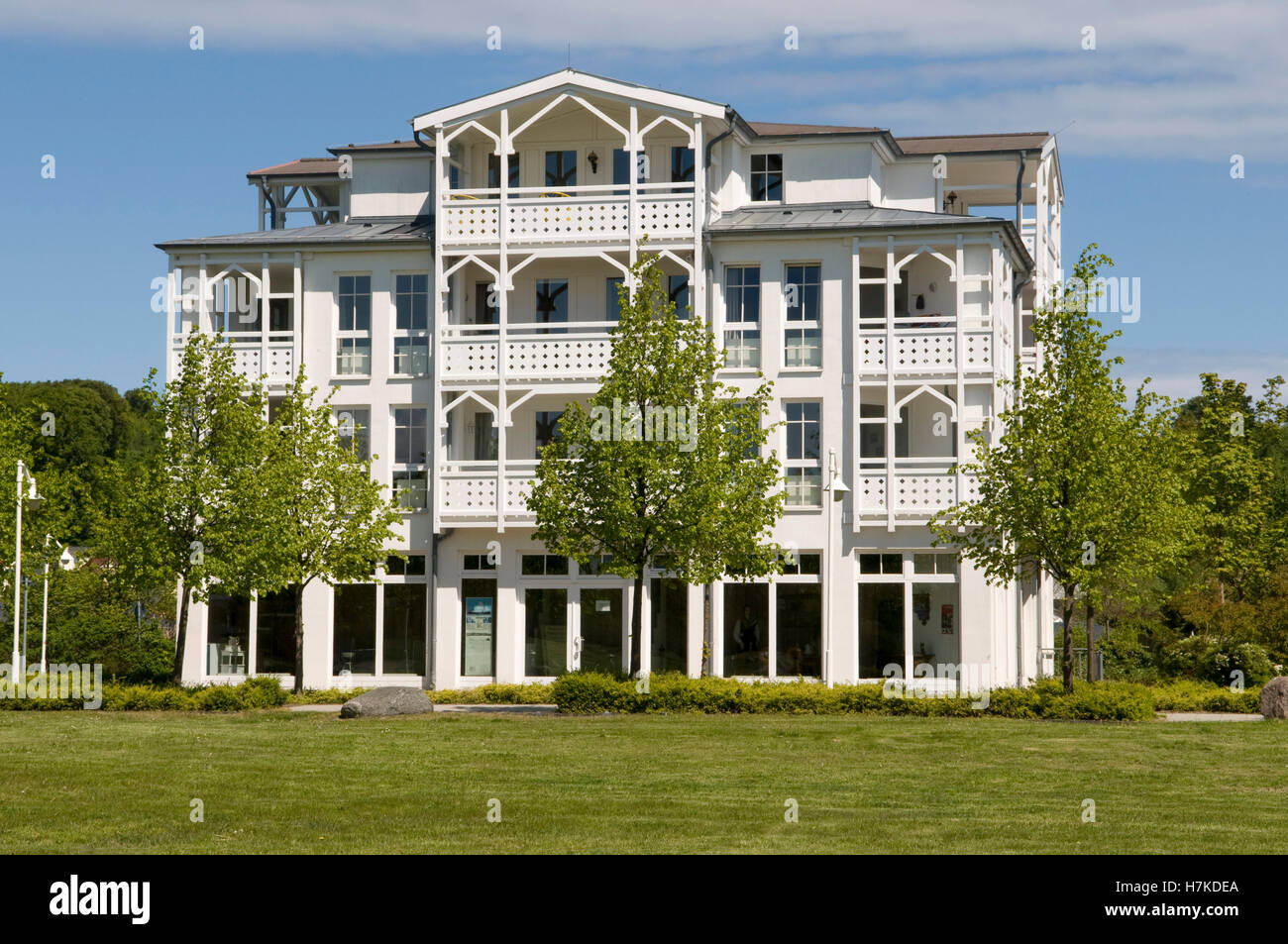 Resort di architettura a Seepark, Mar Baltico località di Sellin, Isola di Ruegen, Meclemburgo-Pomerania Occidentale Foto Stock